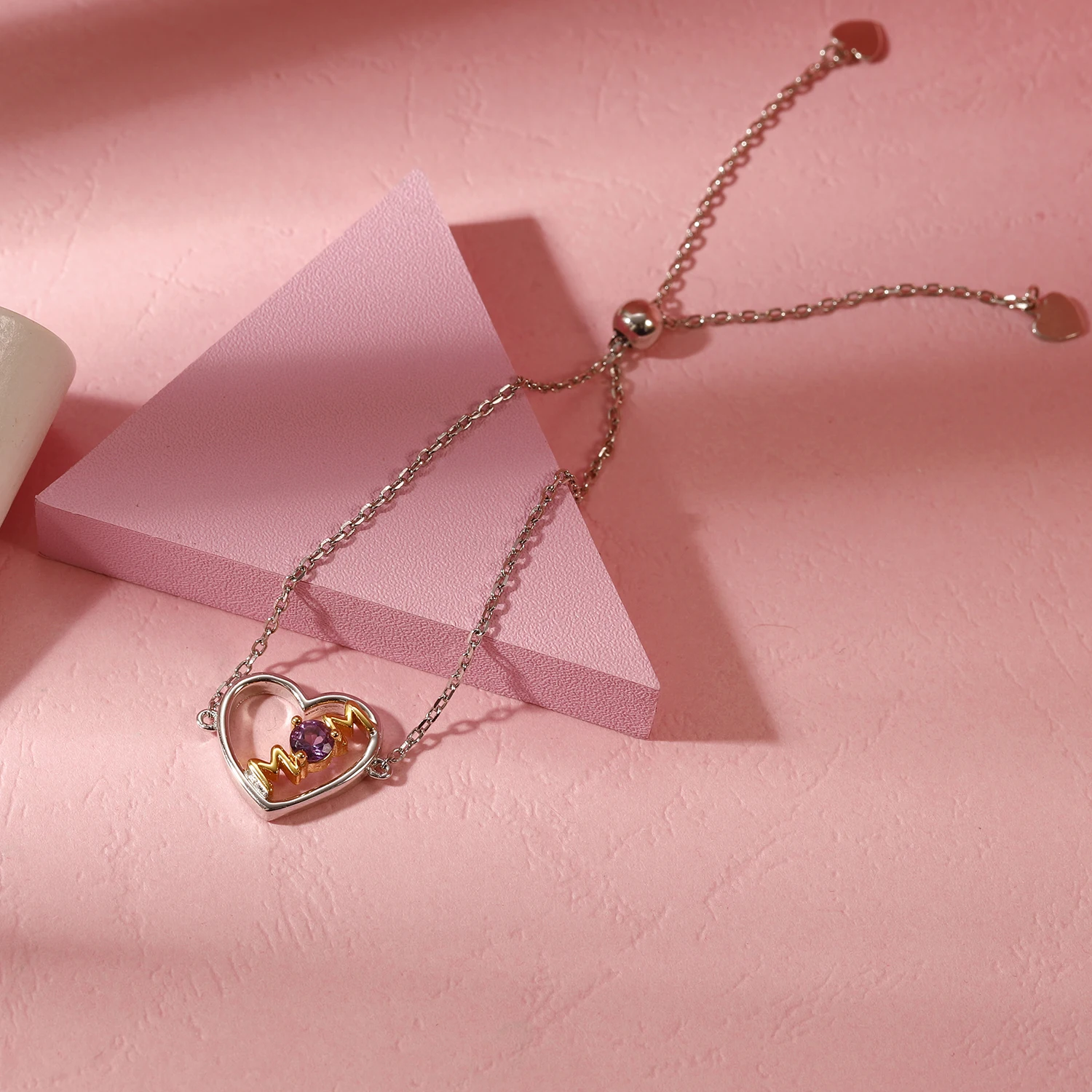 

GEM'S BALLET Love Mom Birthstone Bracelet 925 Sterling Silver Adjustable Heart Bracelets&bangles For Women Fine Jewelry