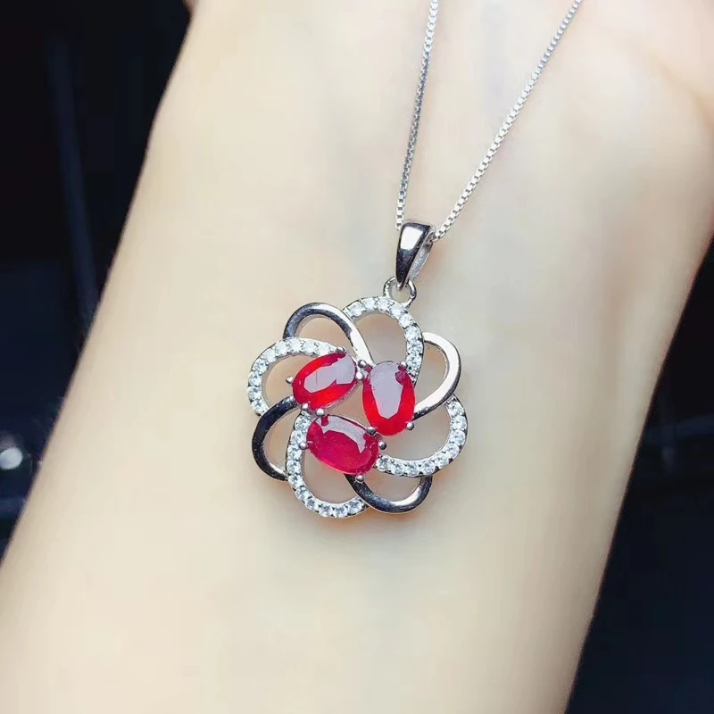 Женское Ожерелье с натуральным Рубином вечернее ожерелье из серебра 925 пробы