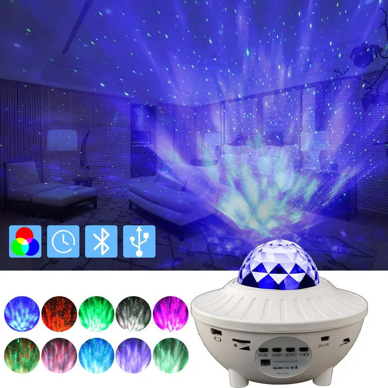 

RGB Galaxy Projector Star Projector LED Night Light Music Player Remote Star Rotating Night Light Luminaria for Kid Bedroom Lamp
