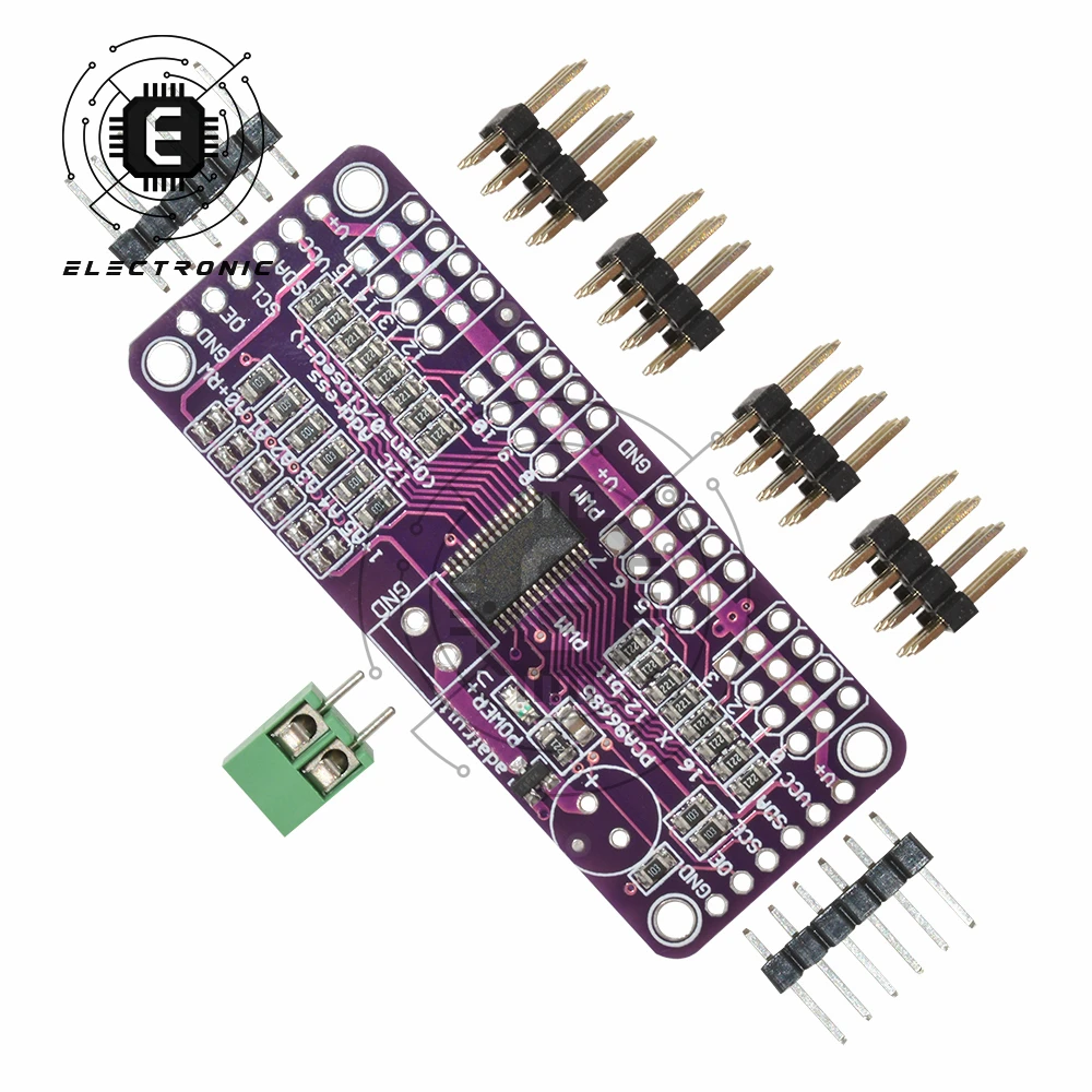 

1Set CJMCU PCA9685 16 Channel 12-Bit Servos PWM Driver Support I2C IIC Interface 3.3V/5V 1.6 KHz For Raspberry Pi Shield Module