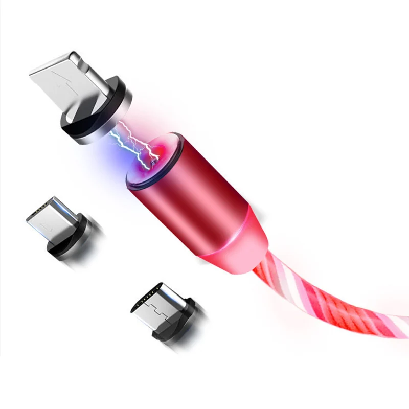 1 м Магнитный кабель для быстрой зарядки мобильного телефона type C Micro USB светящийся провод для передачи данных для iPhone Samaung huawei