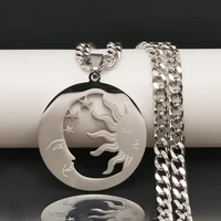 witchcraft moon sun stars goddess pendant necklace silver stainless steel jewelry gift necklaces for women decent necklaces men