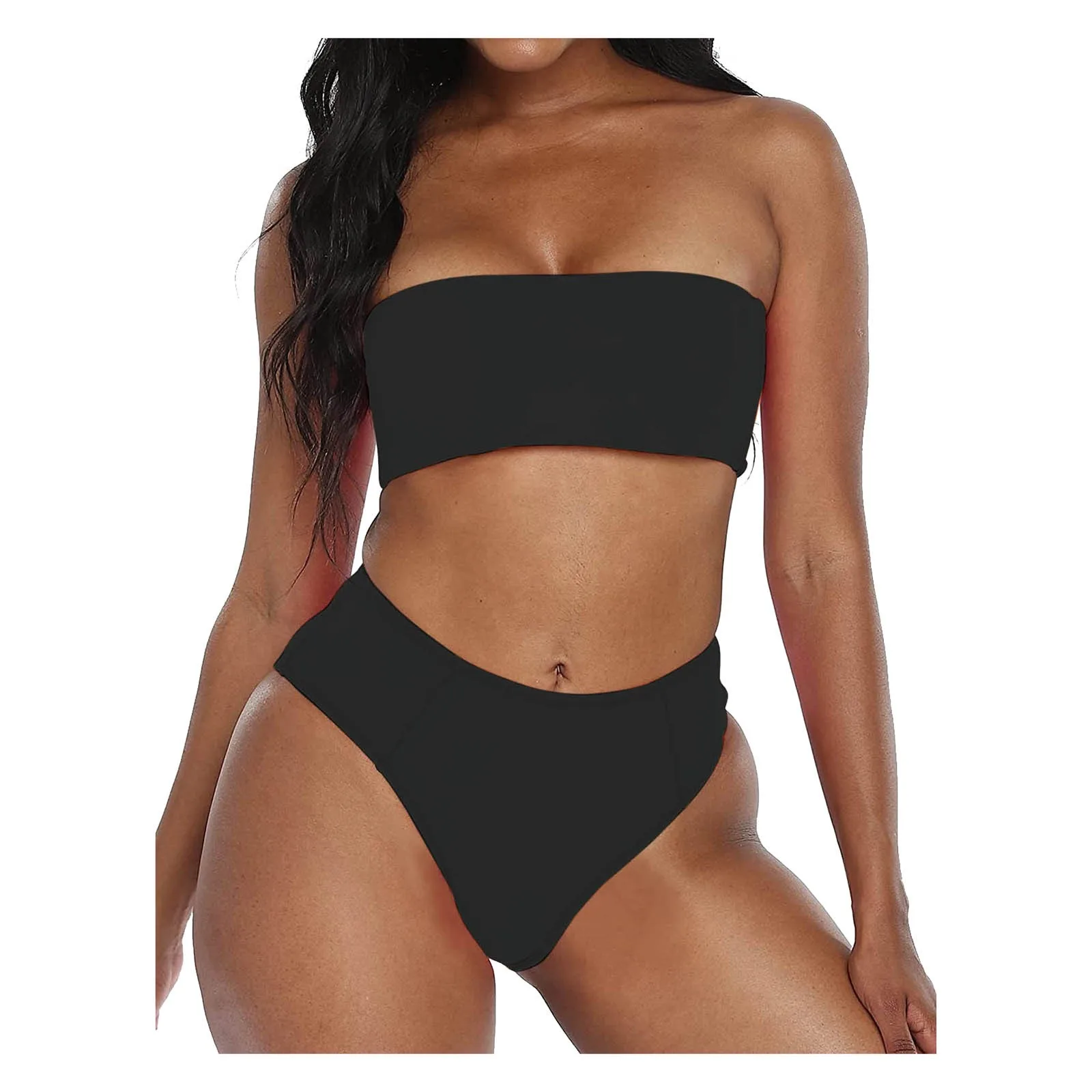 

Sexy Strapless Bikini Set Summer Swimming Suit For Women Beach Swimwear Solid Color Brazilian Bikinis Swimsuit Maillot De Bain