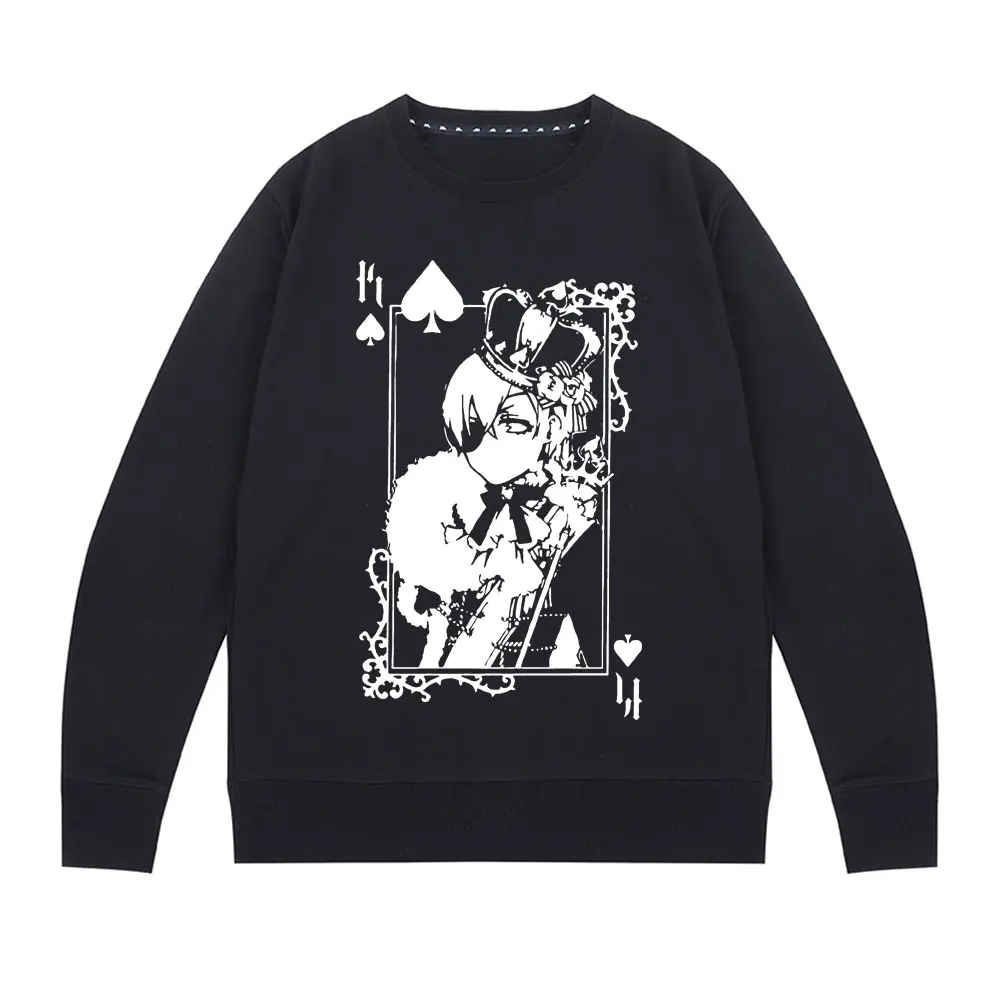 

Hot Sell Black Butler Sebastian Ciel Phantomhive Black Sweatshirt Oversized Men Hip Hop Pullover Harajuku Camiseta Sweatshirts