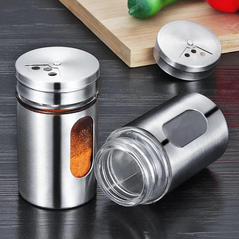 

Stainless Steel Seasoning Pot Kitchen Multifunctional Spice Jar Portable Barbecue Condiment Bottles