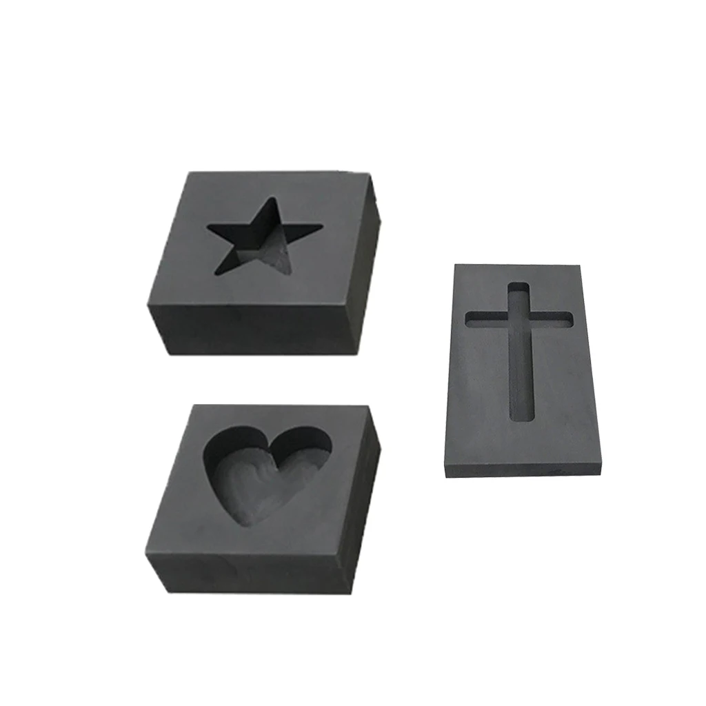 

3x Graphite Cast Ingot Mold Melting Refining Scrap for Gold Silver