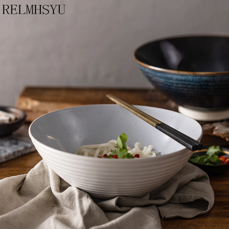 

1PC RELMHSYU Japanese Style Glaze Cermic Stoneware 7Inch Ramen Noodle Soup Salad Dinner Bowl Household Tableware