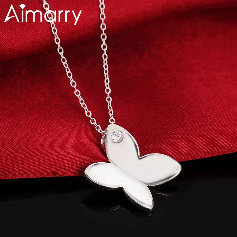 

Aimarry 925 Sterling Silver 18 Inch AAA Zircon Butterfly Pendant Necklace For Women Party Gifts Fashion Wedding Jewelry