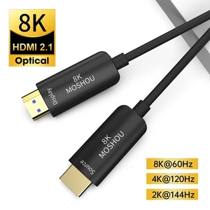 moshou hdmi 2 1 optical fiber cable 8k60hz 4k120hz 48gbps hdr arc hdcp 2 2 for amplifier tv ps4 ps5 xbox rtx3070 free global shipping