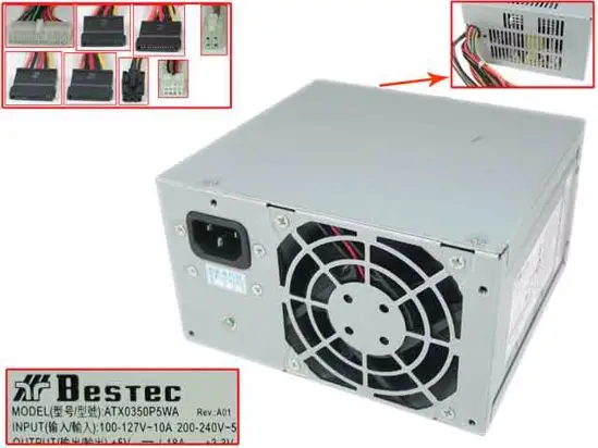Серверный блок питания Bestec ATX0350P5WA 0G846G ATX0350P5WA|Блоки для компьютеров| |