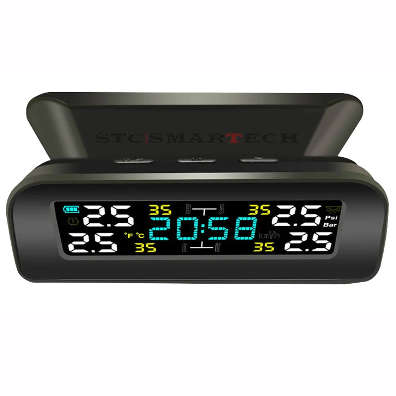 

Car Tyre Pressure Monitor Internal External Sensor With Clock Car Tpms Tire Pressure Monitoring System 0-116 Psi 0-8 Bar Tmps