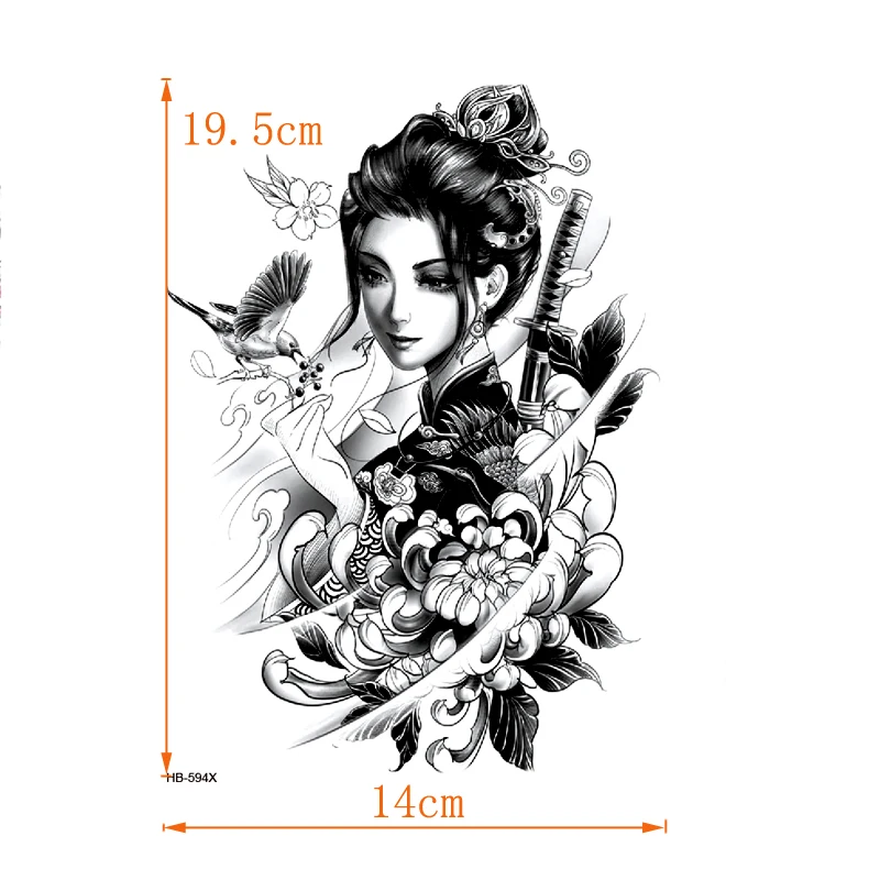 Женский воин с мечом водонепроницаемая Временная тату-наклейка татуировки на