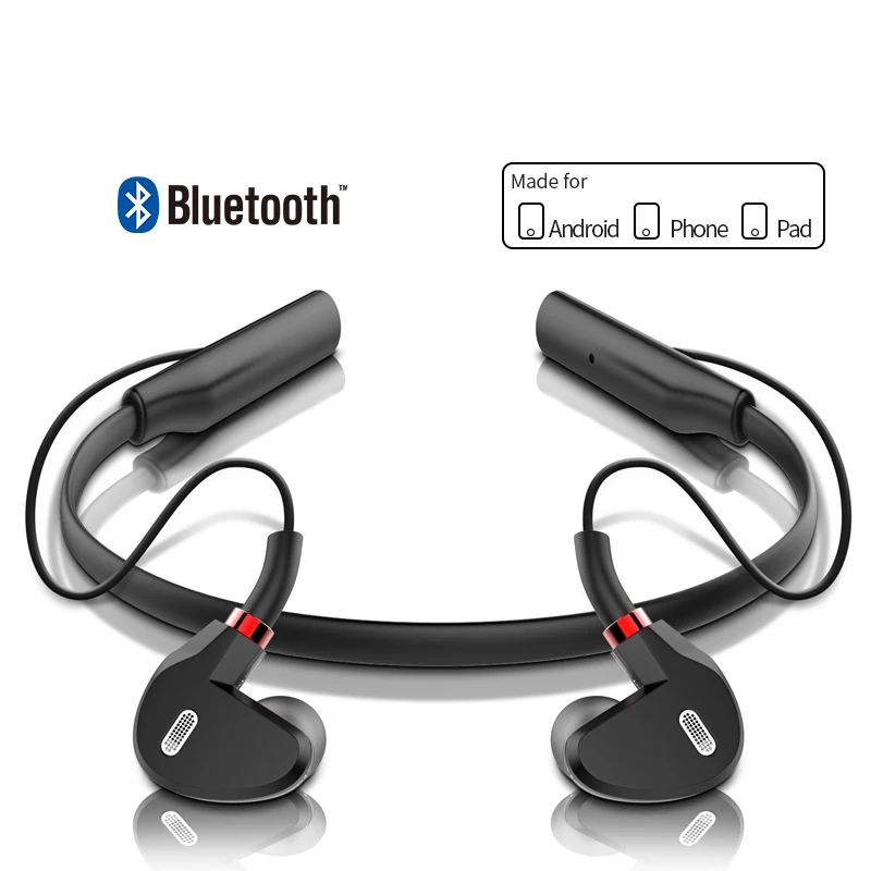 Двойные динамические наушники беспроводные с шейным ремешком Bluetooth Спортивная