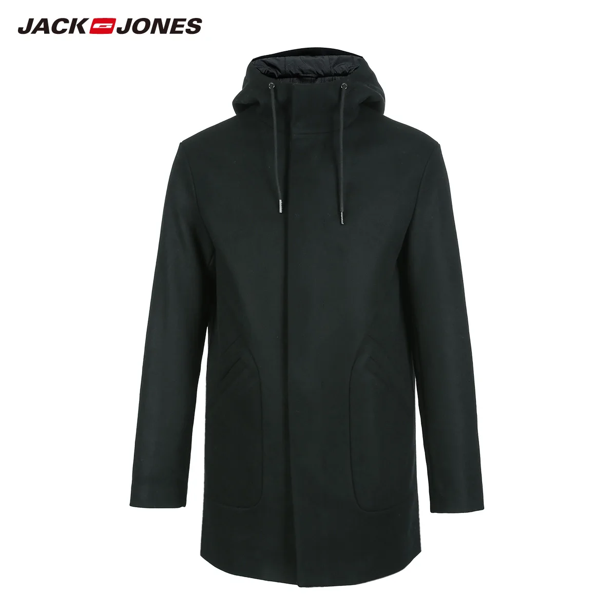 Мужское длинное шерстяное пальто с капюшоном Jack Jones зимняя куртка 218427506|Мужские