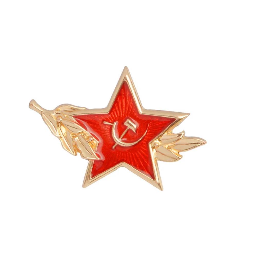 Ретро символ СССР эмалированная булавка Красная звезда серп молоток холодная