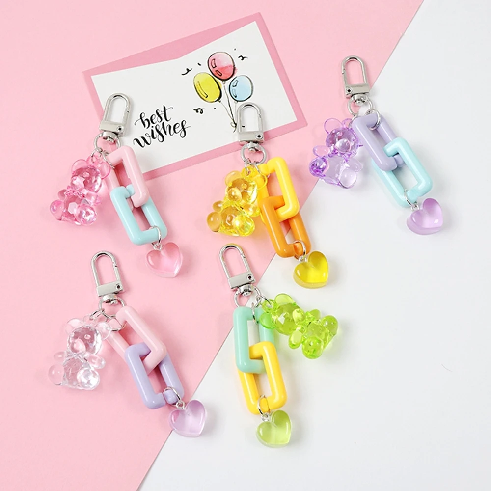 

Cute Candy Color Bear Smart Phone Strap Lanyards for iPhone/Samsung Case Strap with Keychain Decoration Mobile Phone Strap Rope