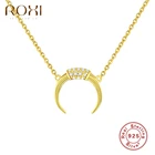 ROXI Ins кристаллы Луна Подвески Ожерелья для женщин, ювелирные изделия для девушек, 925 Стерлинговое Серебро Золотое колье ожерелье с цепочкой колье-чокер