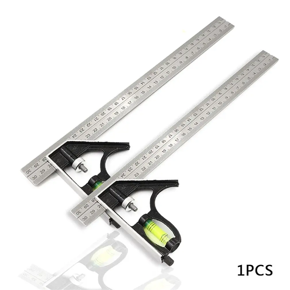 

300Mm Adjustable Combination Square Angle Ruler 45 / 90 Degree With Bubble Level Multifunctional Gauge Measuring Tools
