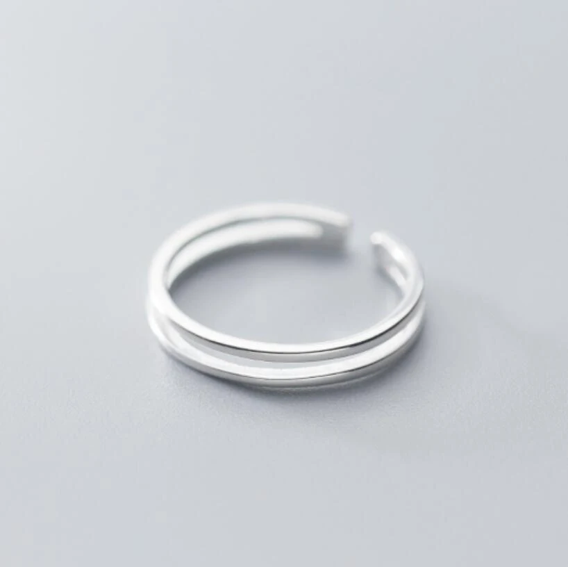 925 Sterling Silver 2 Bands Adjustable Knuckle Midi Mid Finger Toe Pinkie Ring Size 3.5 A3399 | Rings