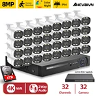 IP-камера видеонаблюдения H.265 + 32 канала 4K NVR 8,0 МП для помещений и улицы, с цветным ночным видением и двухсторонним аудио, POE, HD 8 Мп, система безопасности