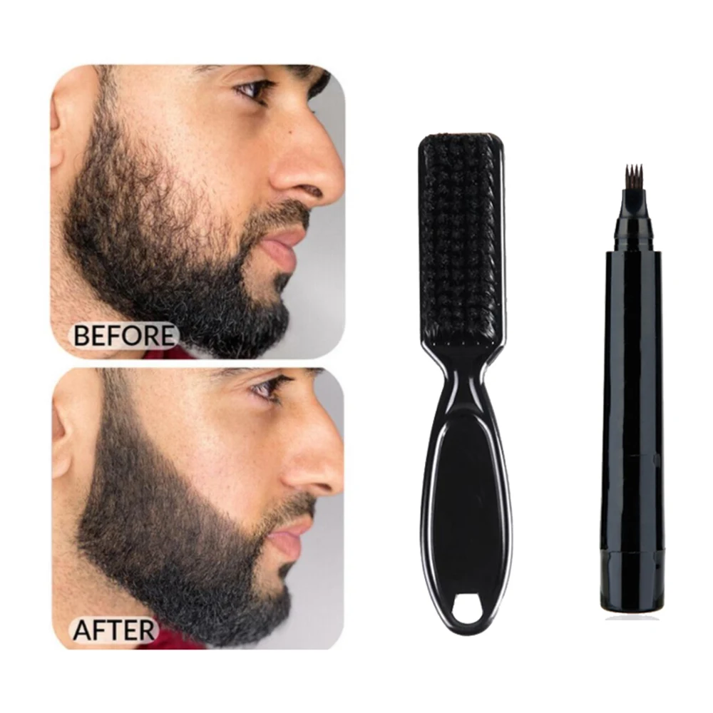 

Men Fashion Waterproof Moustache Coloring Shaping Tools Beard Pen Beard Filler Pencil And Brush Beard Enhancer Anti Hair Loss