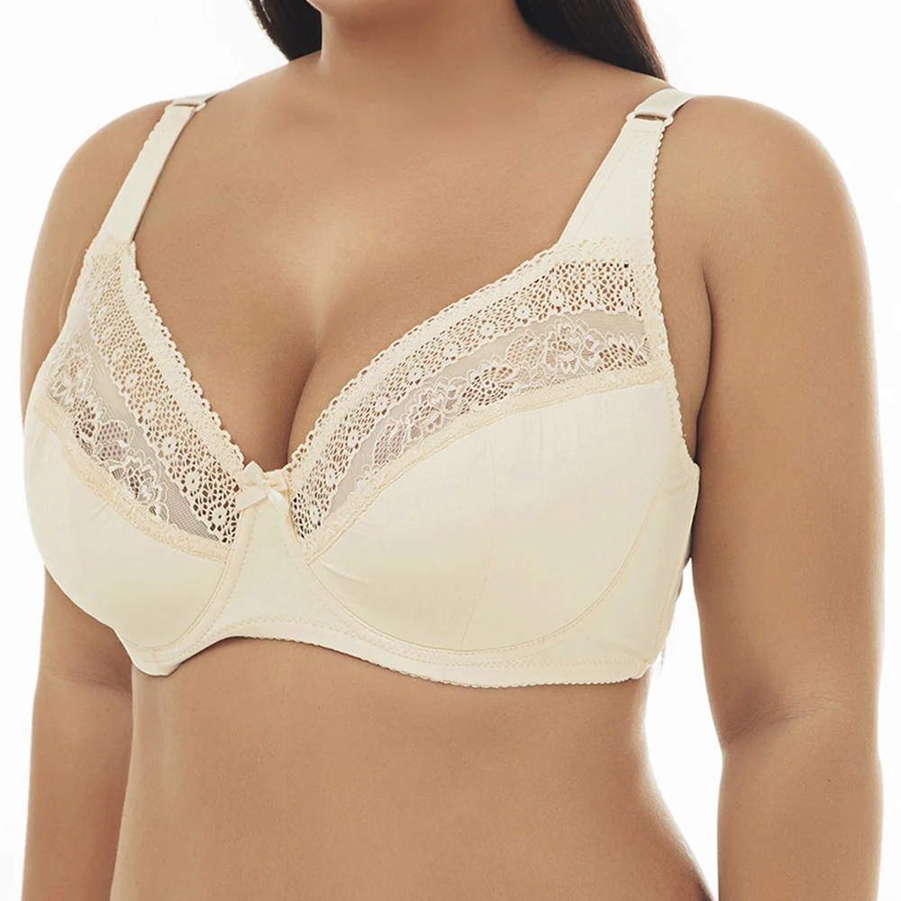 Womens Lace Bras Large Bosom Brassiere Light Padded Underwire Underwear Tops Busty Sexy Lingerie Plus Size Bralette