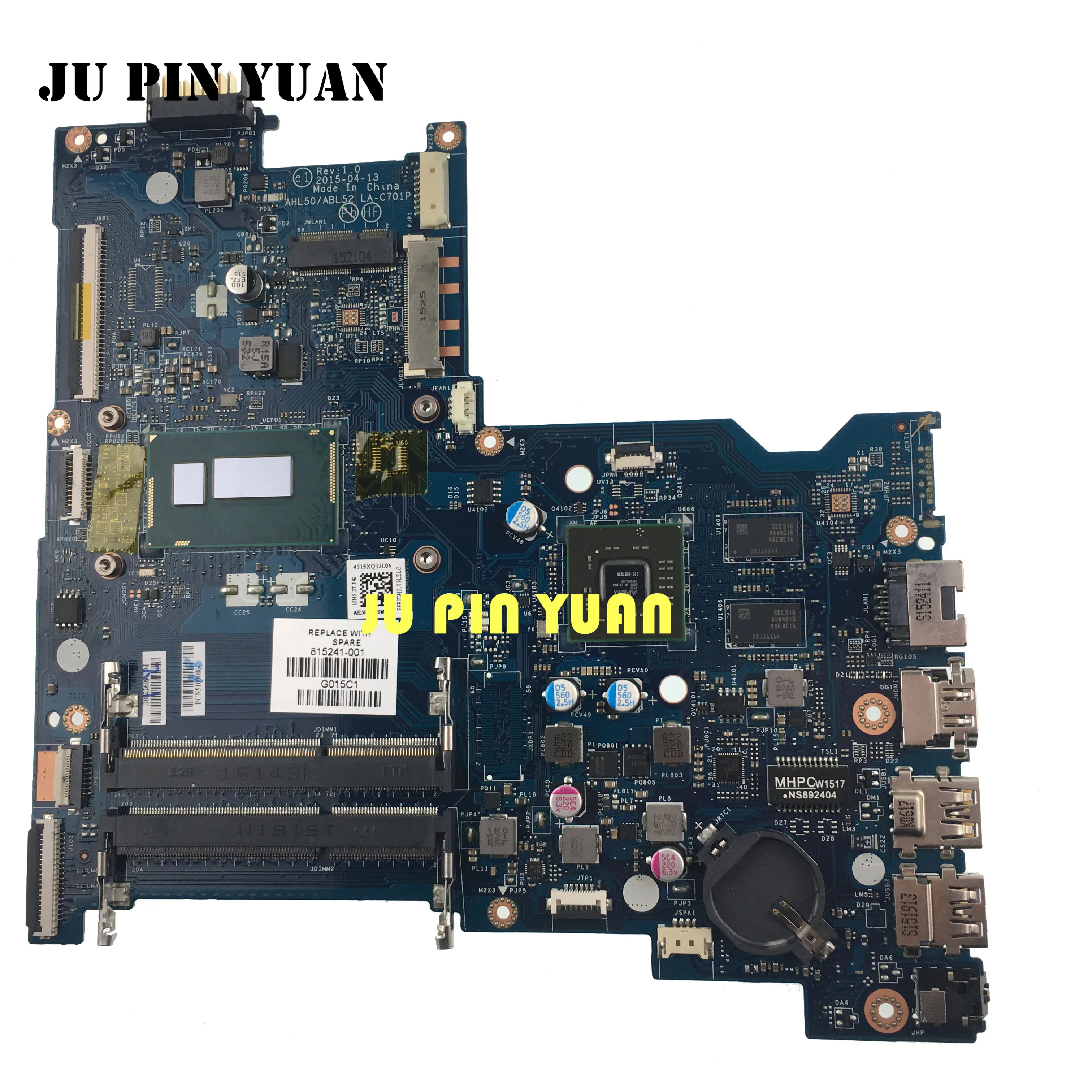 

Материнская плата для ноутбука HP 15-AC 815241-501 815241-601 815241-001 AHL50/ABL52 LA-C701P W/ I3-4005U CPU 216-0867030 GPU