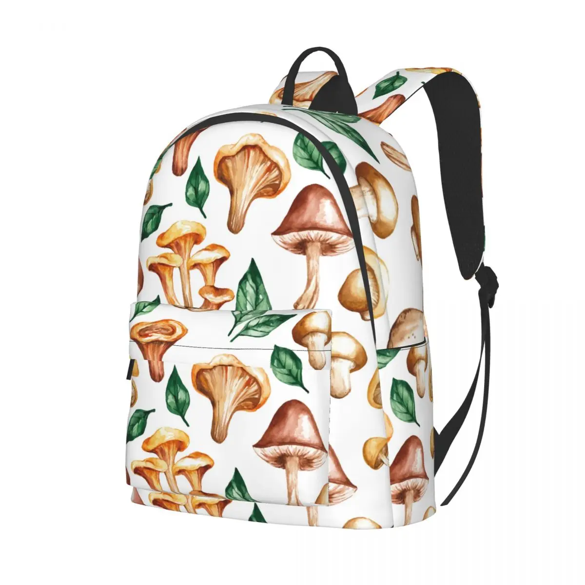 

2021 Casual Backpack Watercolor Mushroom Leaves School Bag for Teenage Travel Tote Packbag