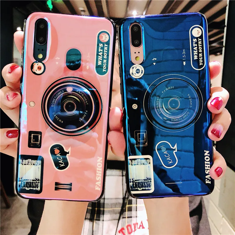 Чехол подставка с 3d камерой Blue Ray для Huawei P Smart Plus 2019 Z Nova 3i 3 4e 4 5 5i Pro Мягкий