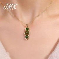 jmk gorgeous emerald bead pendant necklace green gemstone crystal imitation jade 18k gold jewelry for women birthday party gift