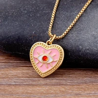 new fashion cubic zircon heart necklace pinkgreen color women evil eye pendant choker wedding party gifts trendy jewelry
