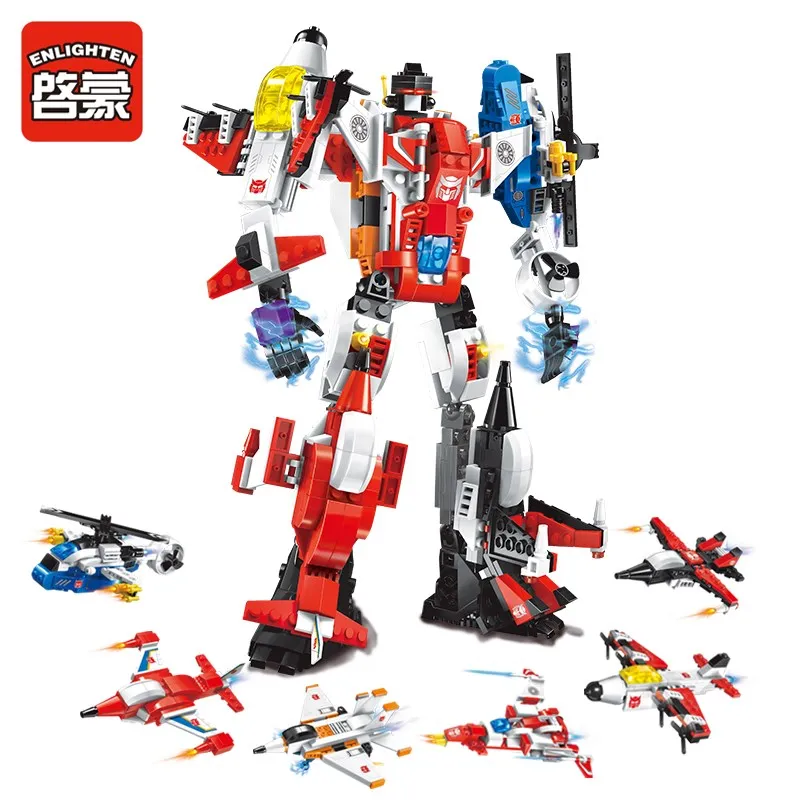 

ENLIGHTEN Mecha Robot Transform Helicopter Aircraft Model Building Blocks Sets Bricks Educational Toys For Children 506 pcs