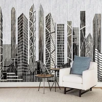 custom photo wallpaper hand painted modern minimalist retro city architectural landscape 3d wall mural living room bedroom mural