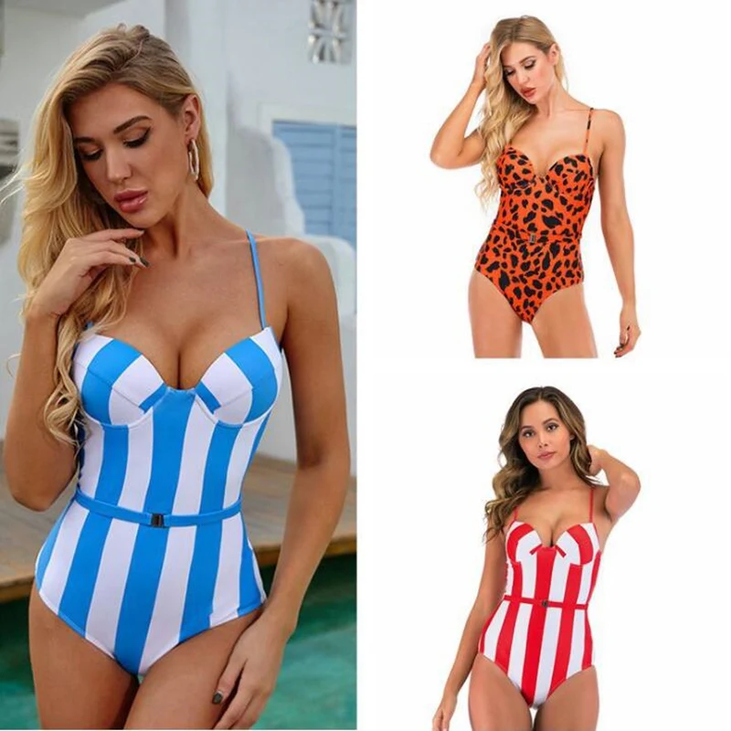 

2021 Plus Size S-XXL Swimwear Women Hard Padded One Piece Swimsuit Push Up Stroj Kapielowy Mujer Trikini Badpak Femme Biquini