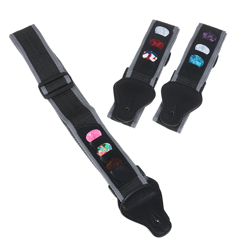 Электрогитарный ремешок черный с 3 пластинами гитарные палочки держатели из