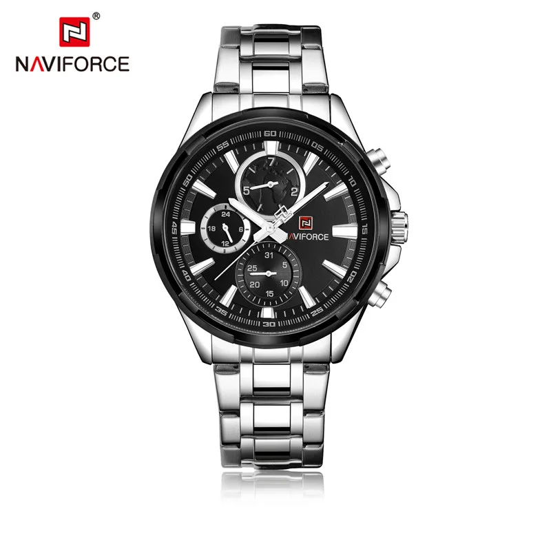 SB NAVIFORCE мужские часы, Горячая Марка, мужские спортивные часы, полностью стальные, водонепроницаемые, аналоговые, 24 часа, кварцевые наручные часы, часы, Relogio Masculino - Цвет: SB