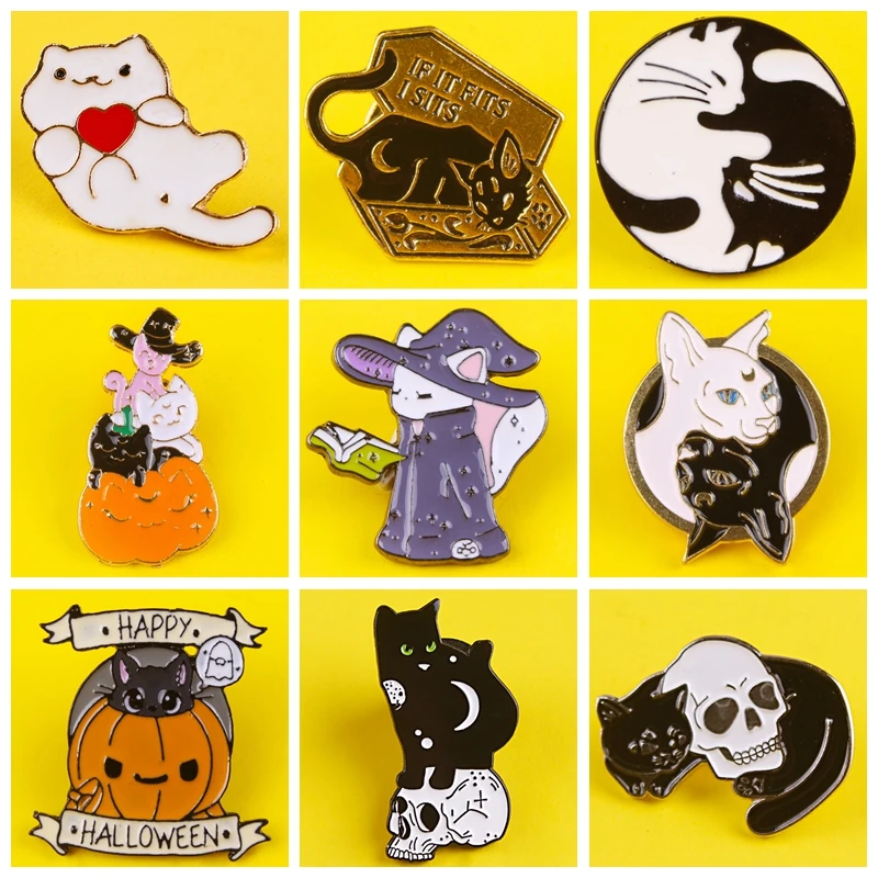 Эмалированная булавка в виде симпатичной кошки для творчества металлические