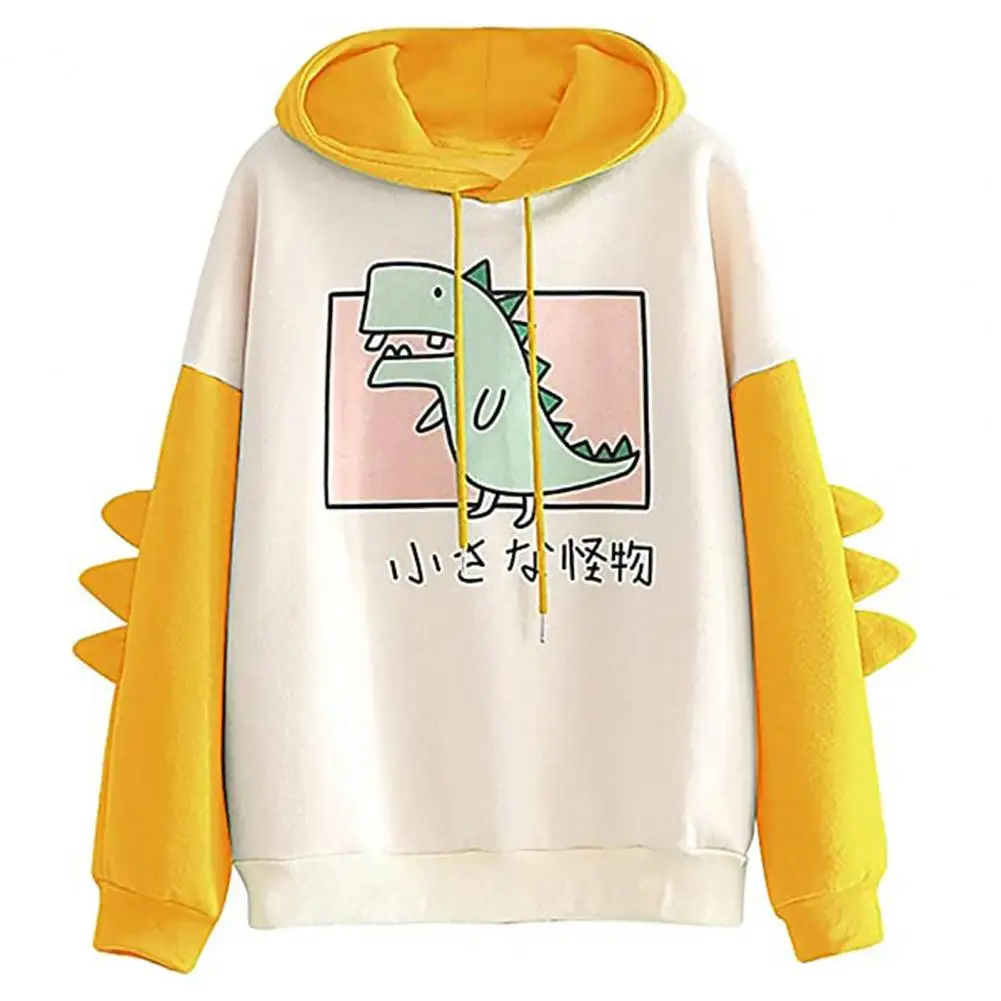 Свитшот с длинным рукавом и принтом динозавра женские зимние повседневные топы