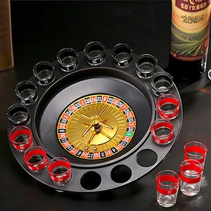 16PCS Transparent Glass Cup Bar Russian Turntable Shooting Glass Wine Cup Roulette Game Shot Glasses Bar Funny Tools