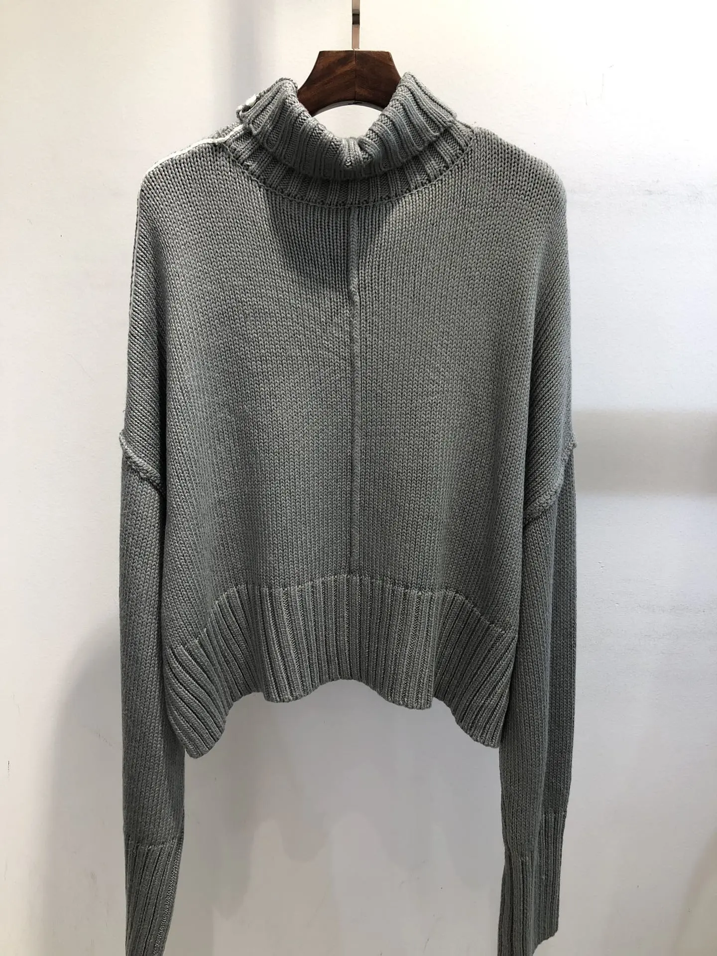 Fashion Ladies 2021 New Long Sleeve Sexy Casual Contrast Knit Turtleneck Sweater 1106