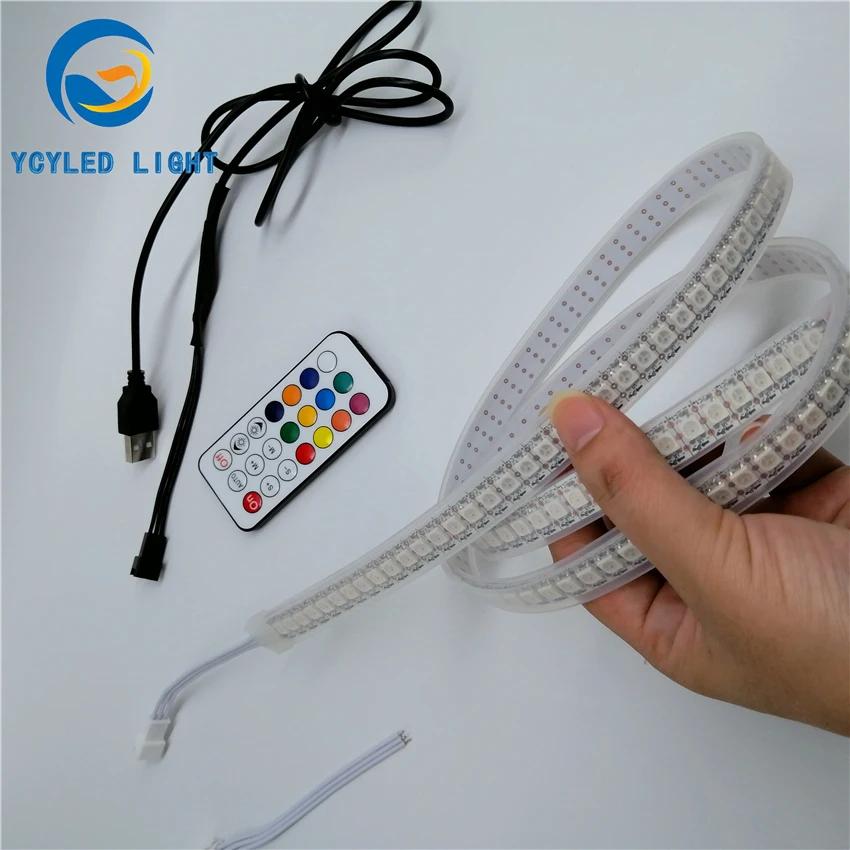 1 м 5 в usb ws2812b 144 светодиодов цифровой программируемый адресуемый 5050smd rgb Светодиодные полосы света ws2812 Светодиодная лента с радиочастотным пультом дистанционного управления