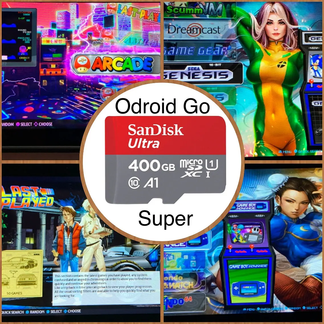 

400 GB SD Card Emulation Station With 16,000+ Games Uses Batocera, For Odroid Go SUPER OGS Best