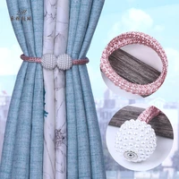2pcs new pearlescent magnetic curtain clip curtain frame magnetic buckle storage with simple curtain pearl magnet tie rope home