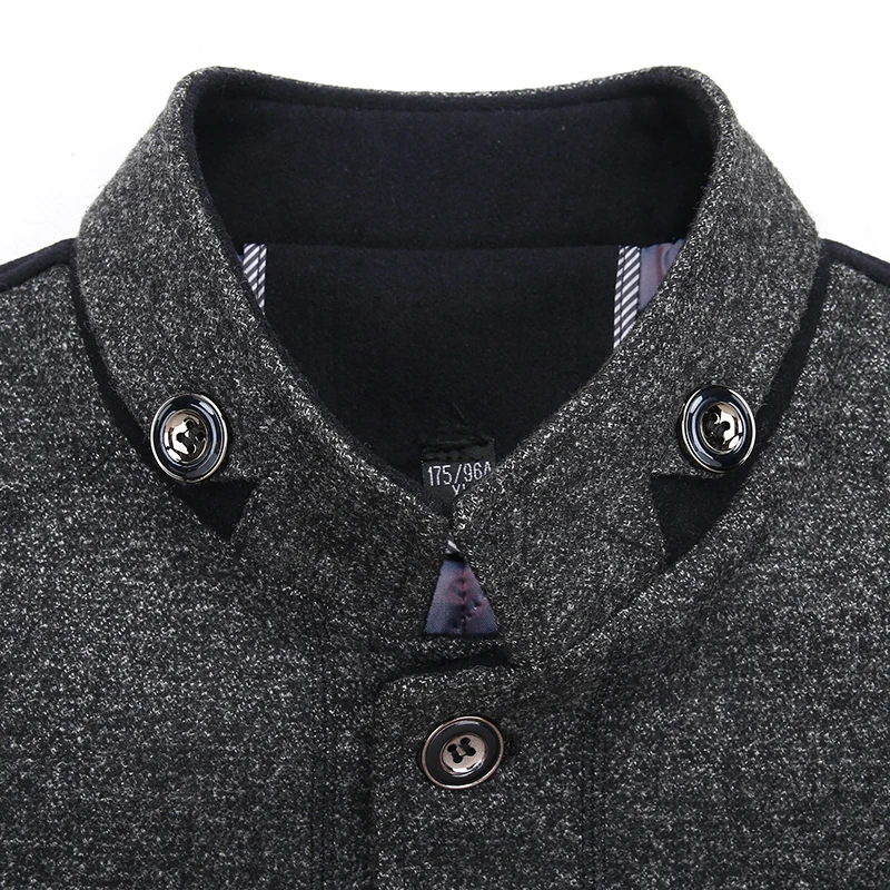 

Nice Men Autumn Winter Stand Collar Wool Coat Men Jacket Business Long Thicken Cotton Woolen Coat Mens Jackets Trench