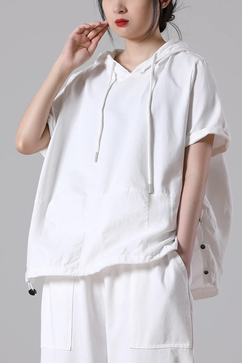 

IEQJ 2021 new summer fashion women clothes hoodies pullover short sleeves plus size loose big sweatshirt female top WS20501L
