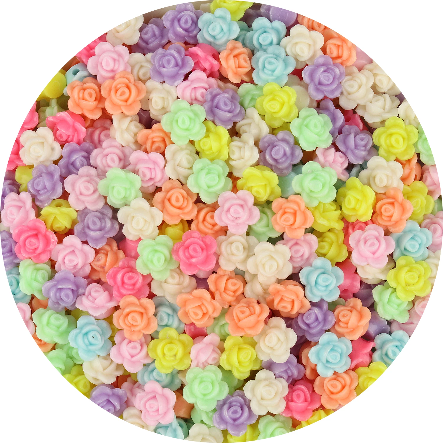 

100pcs Colorful Rose Flower Shape Acrylic Beads For Jewelry Making DIY Charms Earring Bracelet Necklace Handicraft Accessorie