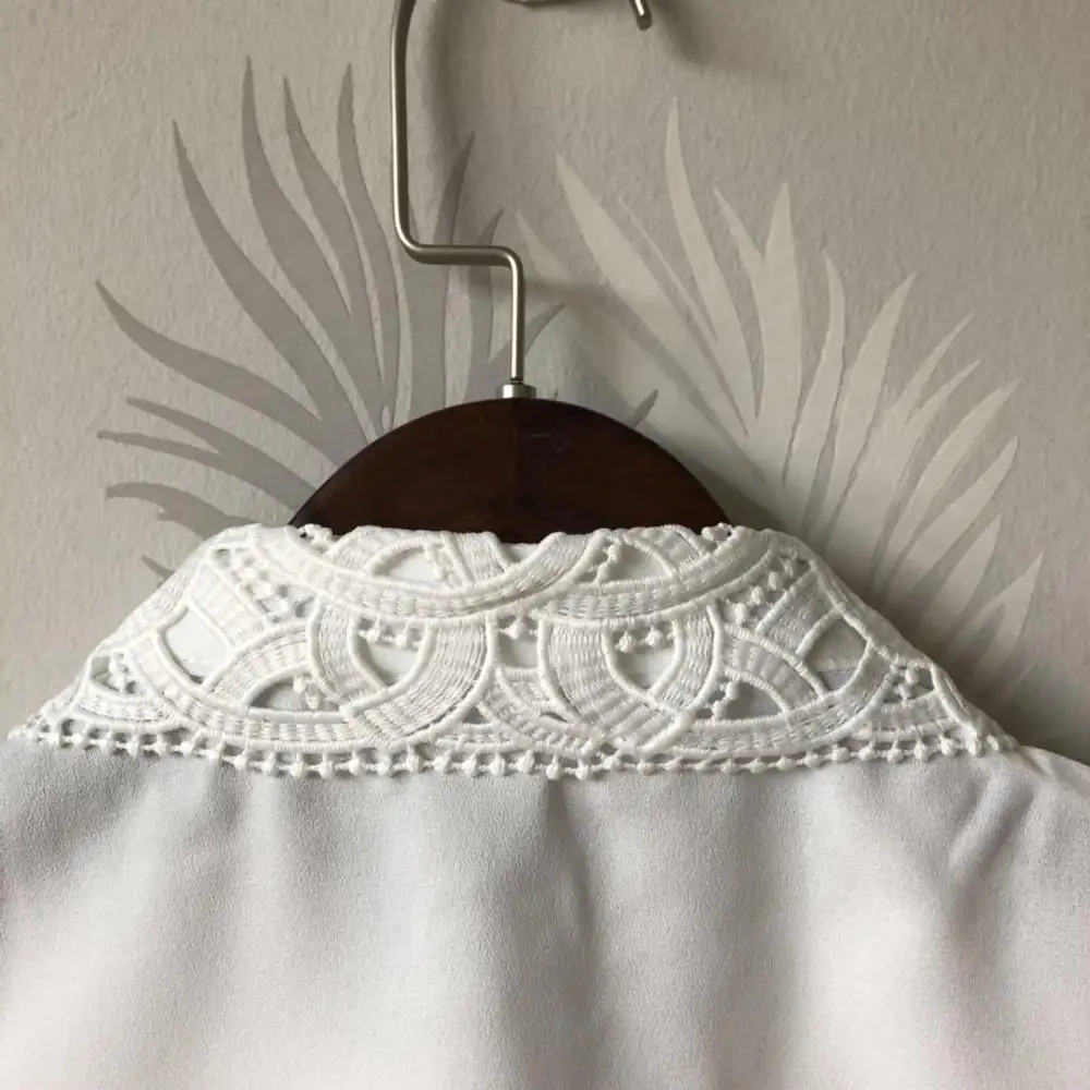 Женский свитер 2021 половинная рубашка шифоновый кардиган с ажурным кружевом и