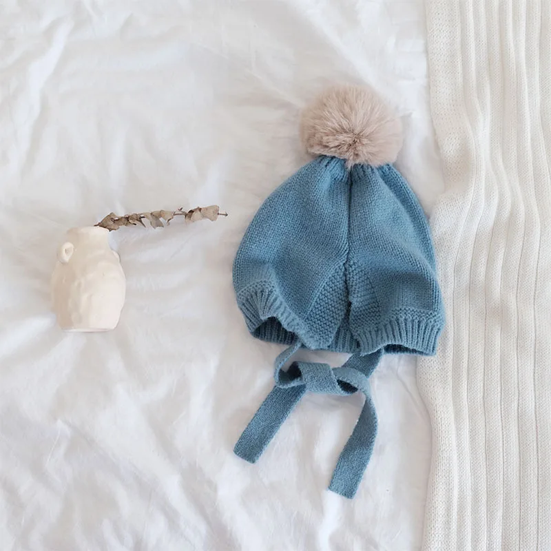 Зимние милые вязаные шапки с помпонами для девочек Детские теплые плотные
