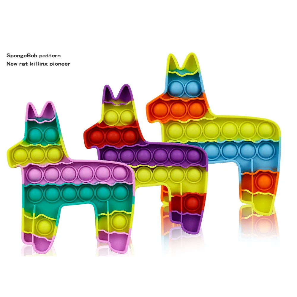 

Cute Dog Pop Fidget Toys for Kids Push Bubble Soft Squishy Simple Dimple Sensory Figet Toy Adult Autism Antistress Christmas New