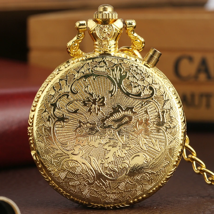 

Top Luxury Gold Luminous LED Quartz Pocket Watch Train Locomotive Engine Steampunk Quartz FOB Light Watch Gifts for Men Women